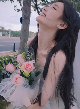 李一桐同款领证登记求婚头纱超仙拍照短款新娘结婚蝴蝶结蓬蓬纱