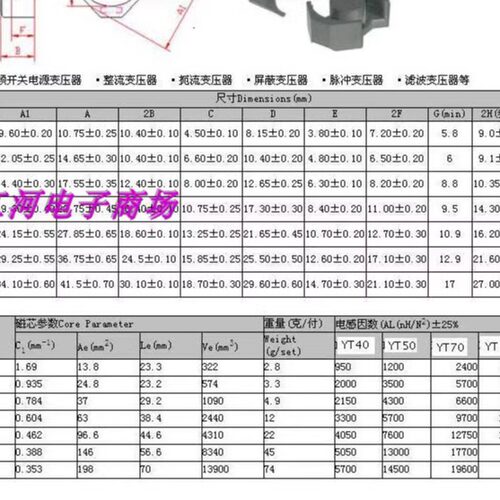 RM12钢夹+骨架+磁芯 变压器骨架磁芯梅花脚6+6 - 图3