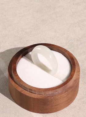 天然和田玉冰底白玉馒头戒指