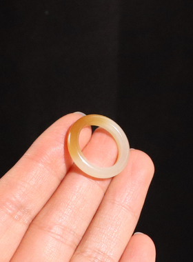 和田玉且末糖黄14号叠戴戒指