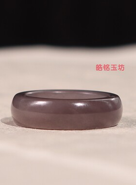 和田玉烟紫16号素面平安戒