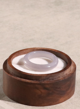 天然和田玉烟紫16号戒指带证书