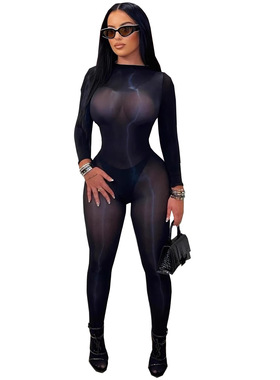 性感透视紧身连体衣 2026 Women's sexy tight fitting jumpsuit