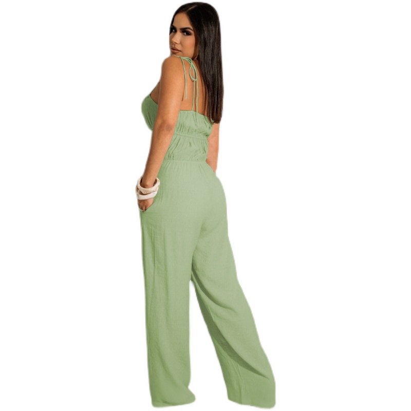 off shoulder pleated jumpsuit women's elegant Siamese pants - 图3