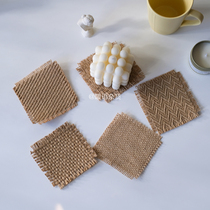 Warm Words Groceries Korea Ins Retro Hemp Cloth Cushion Cup Cushion Candle Cushion Café Folk and Decorative Swing props