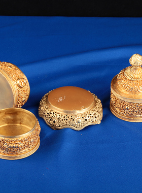 尼泊尔纯铜密宗供奉摆件佛台