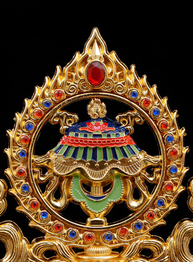 中式复古八吉祥摆件大号高脚铜