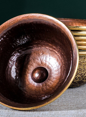 尼泊尔黄铜手工古色雕花供水杯