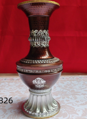 藏式手工合金吉祥格桑花瓶摆件