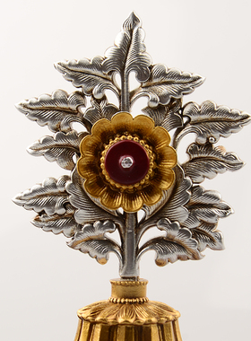 银色树脂彩绘八供朵玛食子酥油花