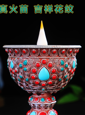 藏式彩珠镶嵌led电子酥油灯摆件