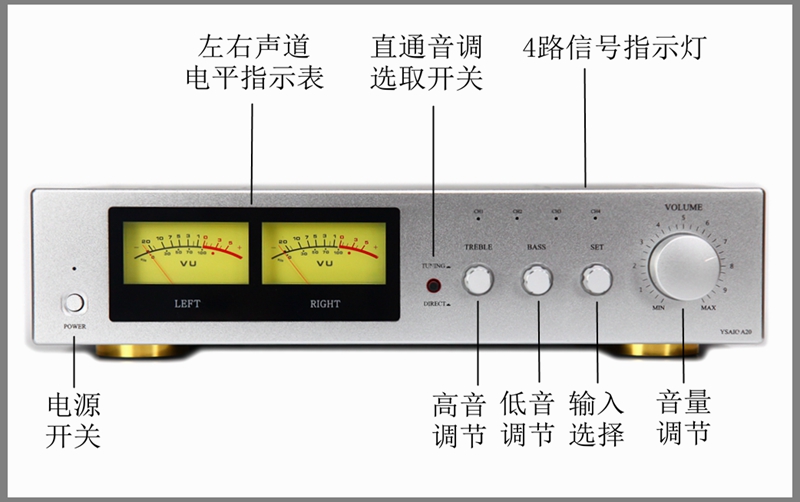 A20发烧HiFi功放机 场效应管胆味双表头 高低音调 合并大功率家用 - 图0