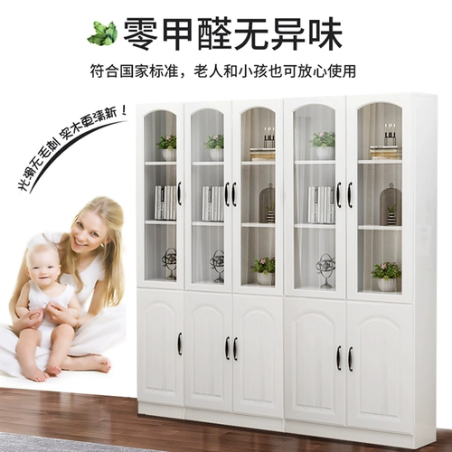 Одиночный шкаф для корпуса, стоящий стойка, гостиная, тонкий шкаф с нормом со стеклянными дверью на стене Простая книжная полка настроена