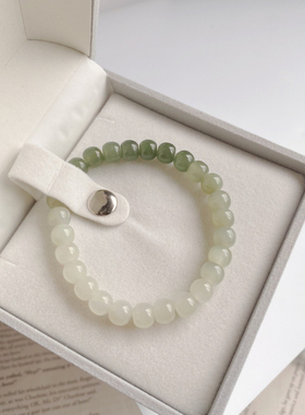 【青山绿水】春醒 | 天然渐变晴水和田玉手串夏日手链母亲节礼物