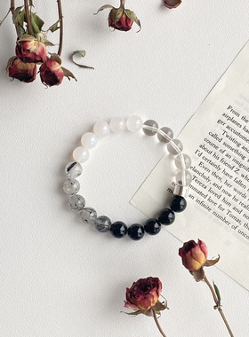 【岁月相伴】天然黑发晶手链男女同款中性情侣闺蜜礼物水晶