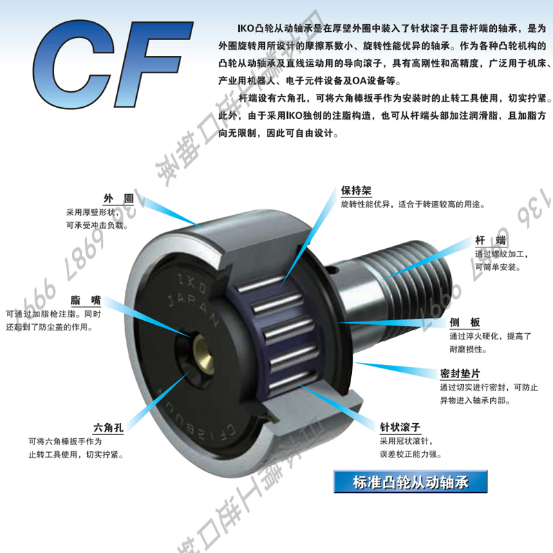 日本IKO轴承钢滚子凸轮随动器 CF 3 4 5 6 8 10 12 16 18 20-1 B-图0