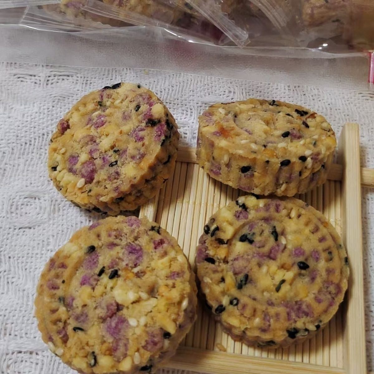 广东美食紫薯杂粮饼花生仁芝麻香葱味饼干粗粮饼客家特产零食年货,淘宝优惠券,粉丝福利购,淘宝优惠卷