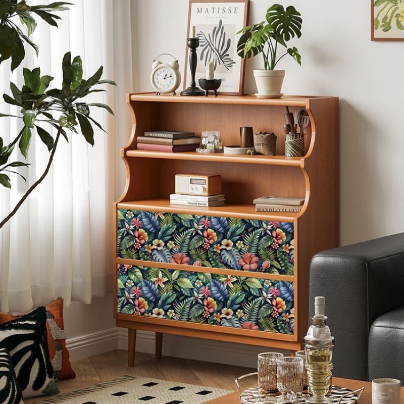 东南亚风格柜子装饰贴纸衣柜门玻璃橱柜家具翻新改造墙纸自粘防水,淘宝优惠券,粉丝福利购,淘宝优惠卷