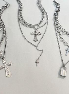 women alloy retro pearl cross pendant necklace珍珠十字架项链