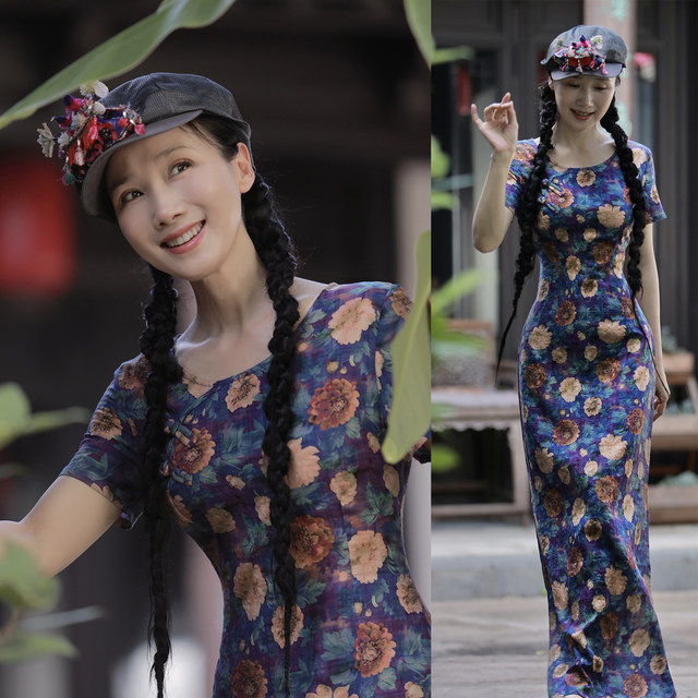 Singing on This Shore*Original-Midsummer Long Cheongsam Yilu Shen Girl (ຫຼຸດລາຄາ, ສ່ວນຫຼຸດ 50%) ໃນຂະນະທີ່ສິນຄ້າໝົດ.