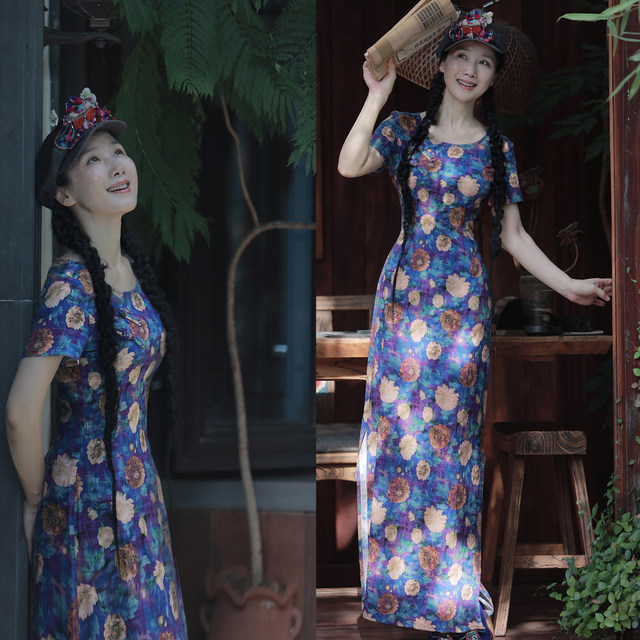 Singing on This Shore*Original-Midsummer Long Cheongsam Yilu Shen Girl (ຫຼຸດລາຄາ, ສ່ວນຫຼຸດ 50%) ໃນຂະນະທີ່ສິນຄ້າໝົດ.