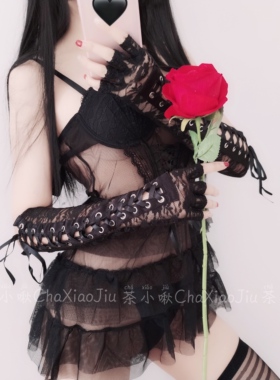 露指长款暗黑礼仪拍照丝带手套女