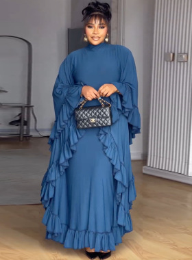 Women's 2026 New Fashionable Half High Neck Bat Sleeve Dress