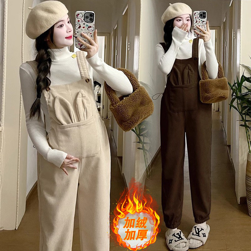 孕妇背带裤秋冬款外穿灯芯绒休闲裤加厚保暖加绒连体吊带冬季裤子,淘宝优惠券,粉丝福利购,淘宝优惠卷