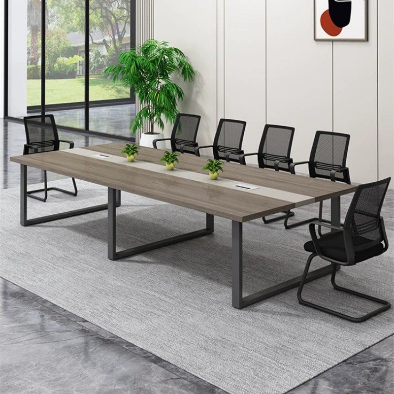 会议室会议桌简约现代小型洽谈桌长条桌3米培训桌10/12人长桌钢脚