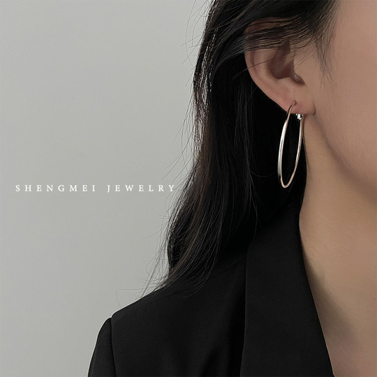 气质圈圈耳环女2025新款爆款高级感轻奢简约夸张大素圈圆耳圈耳饰