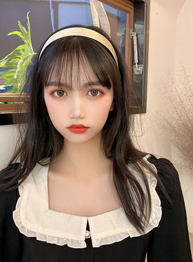 ins纯色亮面布艺少女学生发箍