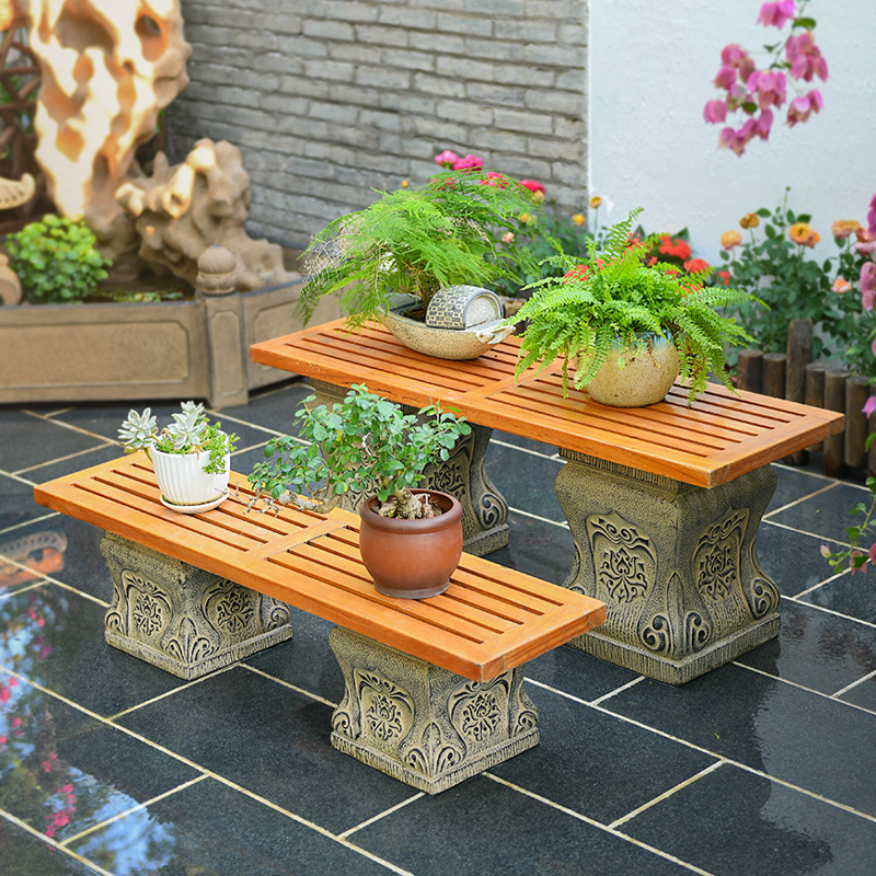 户外庭院装饰摆件 门口人造石柱墩子仿石墩树脂花盆底座花园造景 - 图2