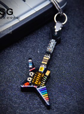 赛博朋克潮品吉他项链男女