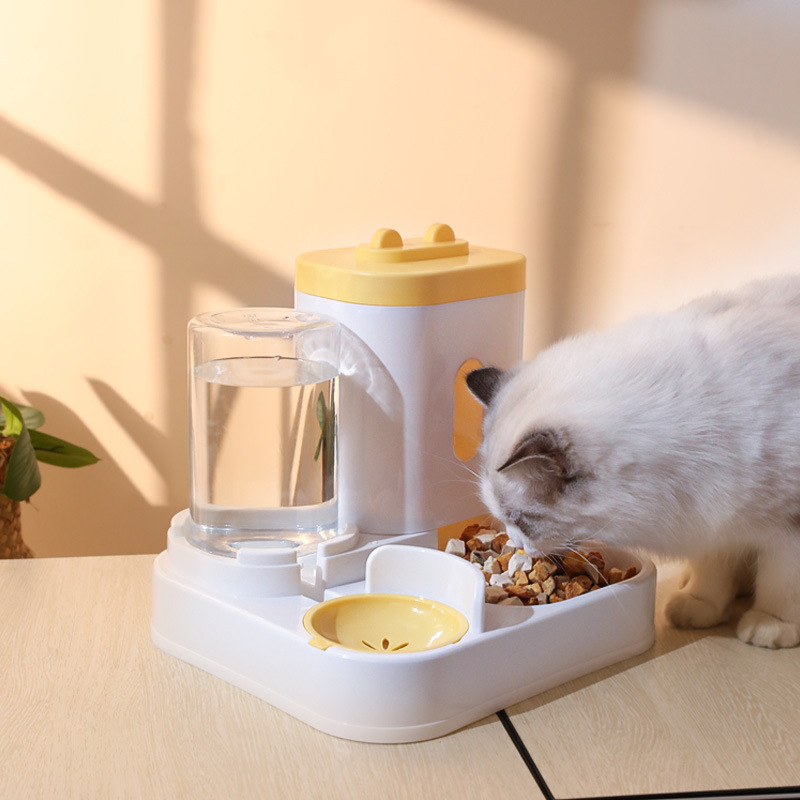 猫碗宠物原创食具狗狗猫咪立式兔耳自动一体喂食喂水器宠物碗防翻-图2