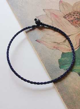 手链蓝色系极细男女情侣编织