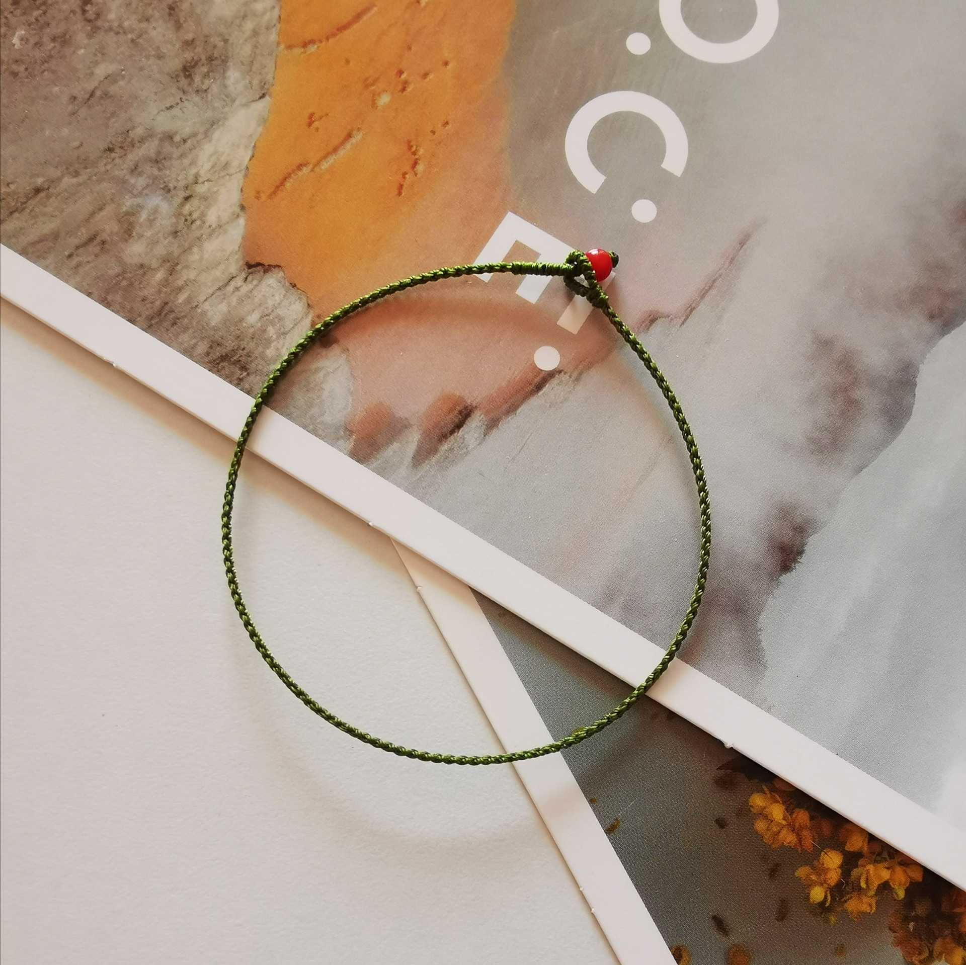 显白本命年手链脚链 0.5mm 手工编制 极细款四股结橄榄绿应援手绳女 显白本命年手链脚链 0.5mm 手工编制 极细款四股结橄榄绿应援手绳女