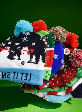 Cross border autumn and winter LED lights Christmas hats, w