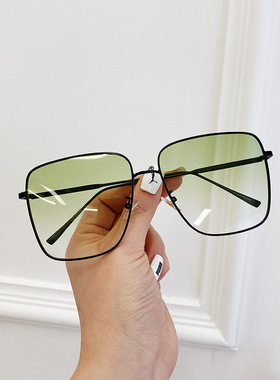 童锦程同款墨镜大框时尚复古男女遮阳牛油果绿太阳眼镜2022年新款