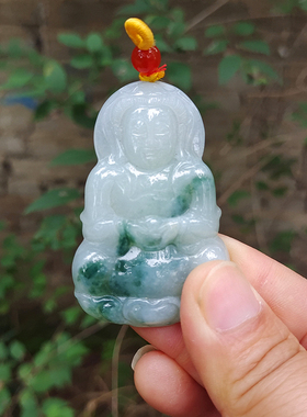 芝喜安翡翠观音吊坠男挂件大款