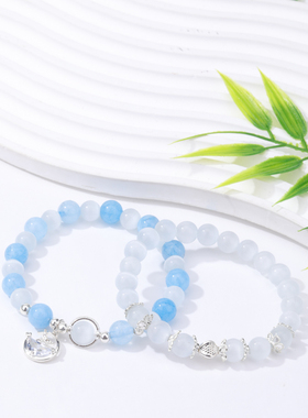 猫眼石天然优化海蓝宝玉髓手串