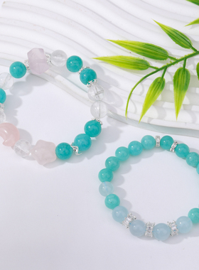 天然天河石星月随形白水晶手串多