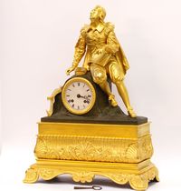 Western Antiquity France 1830 Classic copper and gold portrait art mechanical seat clock