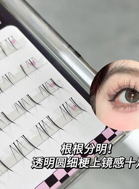 自然妈生感~布朗尼下睫毛！仿真精致透明梗簇上镜伪素颜学生甜妹