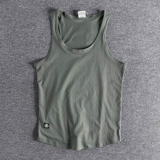 基础纯色运动休闲百搭复古男士工字汗背心 纯棉健身坎肩无袖T恤衫