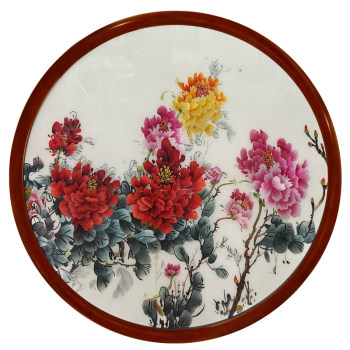 Yuling Hunan embroidery ຊັ້ນສູງ Hunan embroidery porch painting ມື embroidery mulberry ໄຫມ embroidery thread ໄດ້ຕະຫຼອດ peony ຮູບພາບຂອງຄວາມຈະເລີນຮຸ່ງເຮືອງແລະຄວາມຮັ່ງມີ