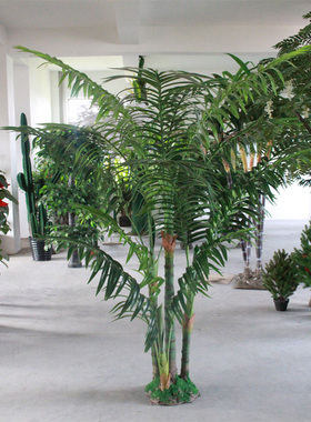 仿真4杆椰子叶树落地盆栽盆景热带植物针葵叶装饰假树叶直销摆设