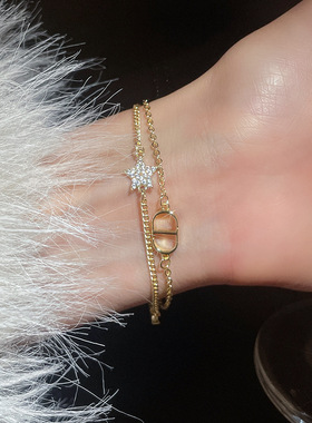 轻奢星星猪鼻子双层通勤手链