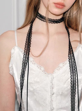 甜美芭蕾风蕾丝多层锁骨链