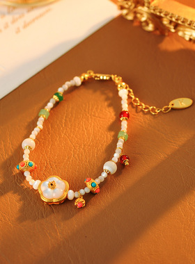 新中式轻奢贝壳花朵项链女