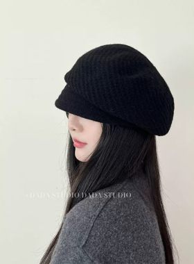韩国原单秋冬羊毛复古贝雷帽女
